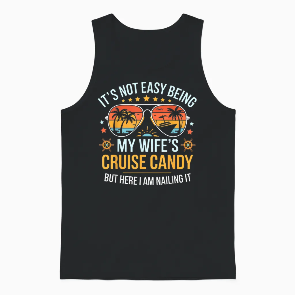 Matching Couples Cruise Candy Husband and Wife Cruise Unisex Tank Top in Black