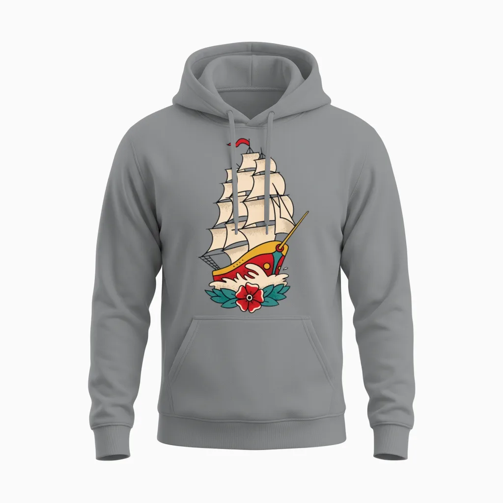 Old Retro Boat Sailing Old Retro Boat Sailing Insp Unisex Hoodie - Sport Grey