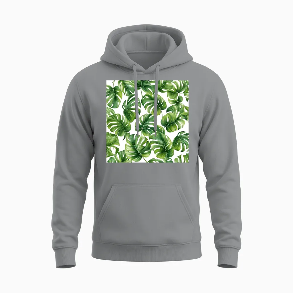 Retro Monstera Unisex Hoodie in Sport Grey