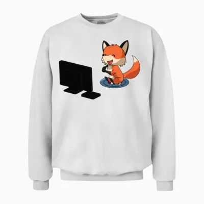 Fox Playing Playstation Unisex Sweatshirt - White