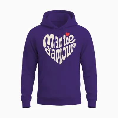 Mamie D'amour Forme De Coeur Cadeau Fête Des Grands Mères Unisex Hoodie - Purple