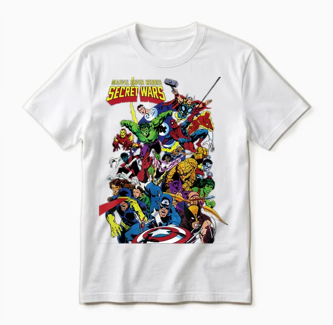 Marvel Exclusive Secret Wars Franchise Hero Collage Unisex T-Shirt in White