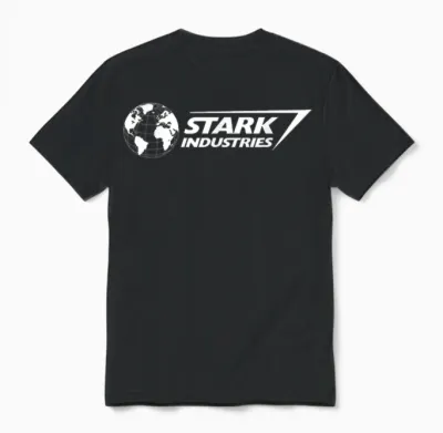Marvel Iron Man Stark Industries Logo White Unisex T-Shirt - Black