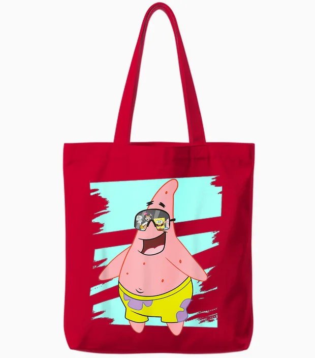 Mademark X Spongebob Squarepants - Patrick Star - Reflection in Sunglasses Tote Bags in Red
