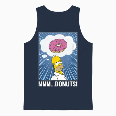 The Simpsons Homer Mmm...donuts C2 T-Shirt Small Unisex Tank Top - Navy
