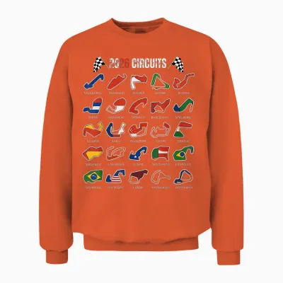 Calendar 2026 Circuit Race Car Silhouette Unisex Sweatshirt - Orange