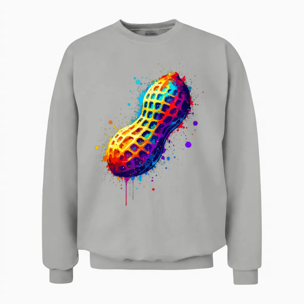 Colorful Splash Art Peanut Peanuts T-Shirt, Black, S Unisex Sweatshirt in Ash