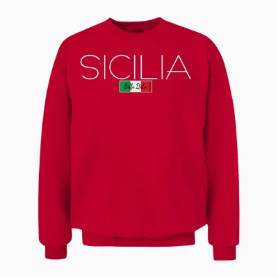 Sicilia Italia Sicilia Italia Italy Holiday Island Party T-Shirt, Black, S Unisex Sweatshirt - Red