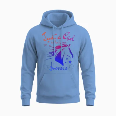 Just a Girl Who Loves Horses Horse Lover Horseback Unisex Hoodie - Carolina Blue