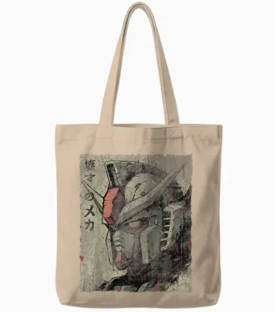 Vintage Mecha Robot Japanese Anime Style Retro Tote Bags - Natural