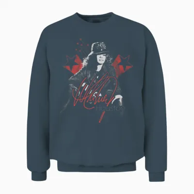 Whitney Houston Picture and Signature Unisex Sweatshirt - Dark Heather