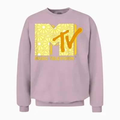The Official Mtv Logo with Summer Fresh Lemons Unisex Sweatshirt - Light Pink