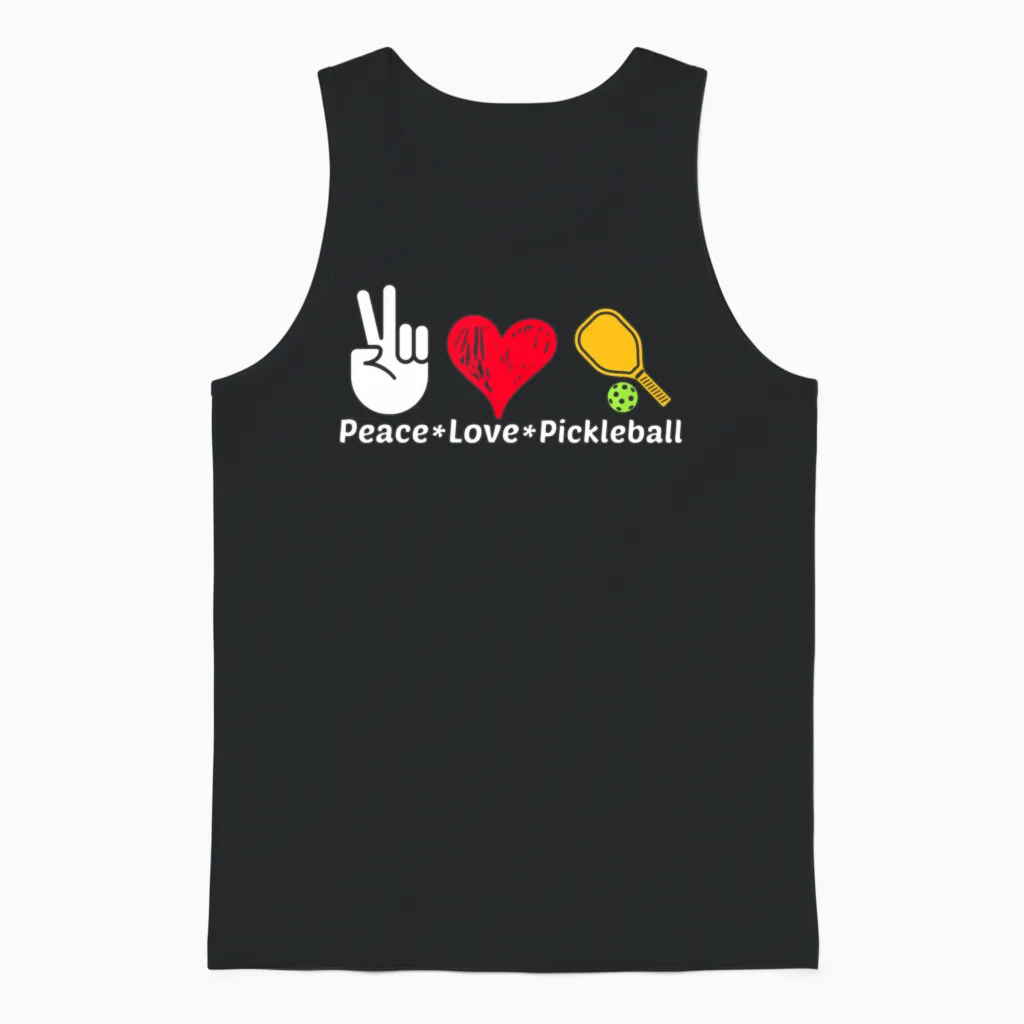 Paddleball Sports Mom Dad Retirement Peace Love Pi Unisex Tank Top in Black