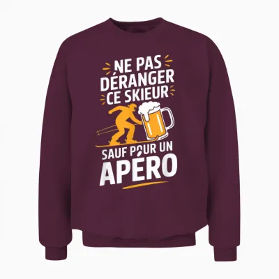 Ski Aperitif Man Humour Gift Idea Skier Funny Beer Unisex Sweatshirt - Maroon