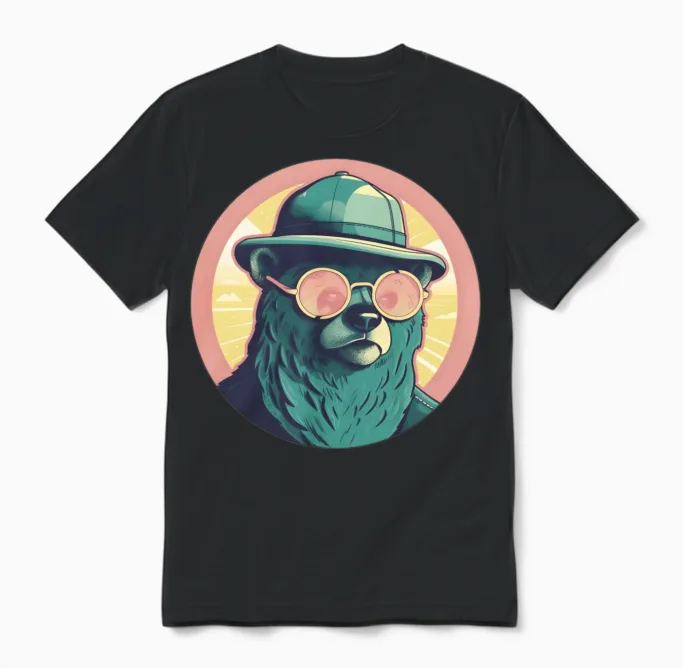 Bear Lovers Retro Style Wildlife Gift Unisex T-Shirt - Black