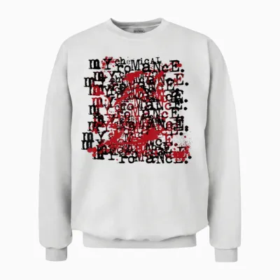 My Chemical Romance T-Shirt Mit Revenge Logo on Repeat - Damen, Weiß, S, Kurzarm, Klassisch, Unisex-Erwachsene, Polyester 100% Unisex Sweatshirt - White