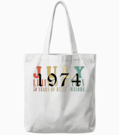July 1974 Vintage Birthday Present Tote Bags - White