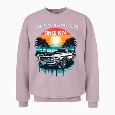 Maturing Gracefully Since 1974 Classic Car Unisex Sweatshirt - Light Pink