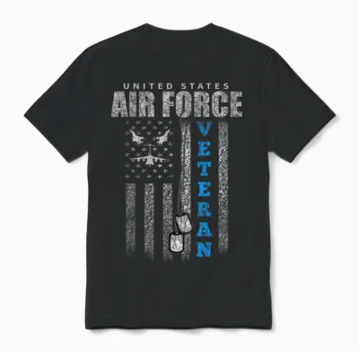 Veteran of the Us Air Force Usa Flag Veterans Unisex T-Shirt - Black
