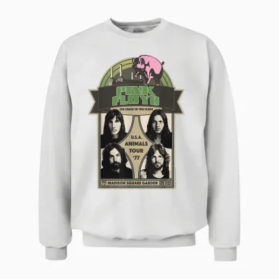 Pink Floyd Usa Animals Tour in Madison Square Garden 1977 Unisex Sweatshirt - White