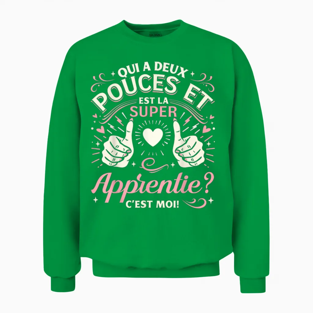 A Super Apprentice Gift for an Apprentice End of Internship T-Shirt, Black, S Unisex Sweatshirt in Irish Green