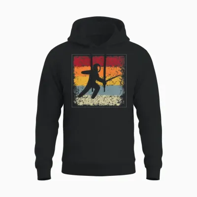 Fencing Retro Unisex Hoodie - Black