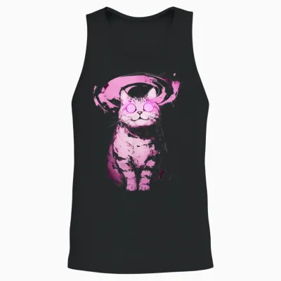 Trippy Katze | Pastel Goth Gothic Grunge Alt Punk Weirdcore Unisex Tank Top - Black