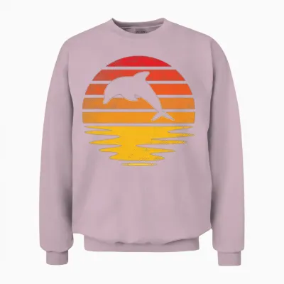 Dolphin Retro Unisex Sweatshirt - Light Pink