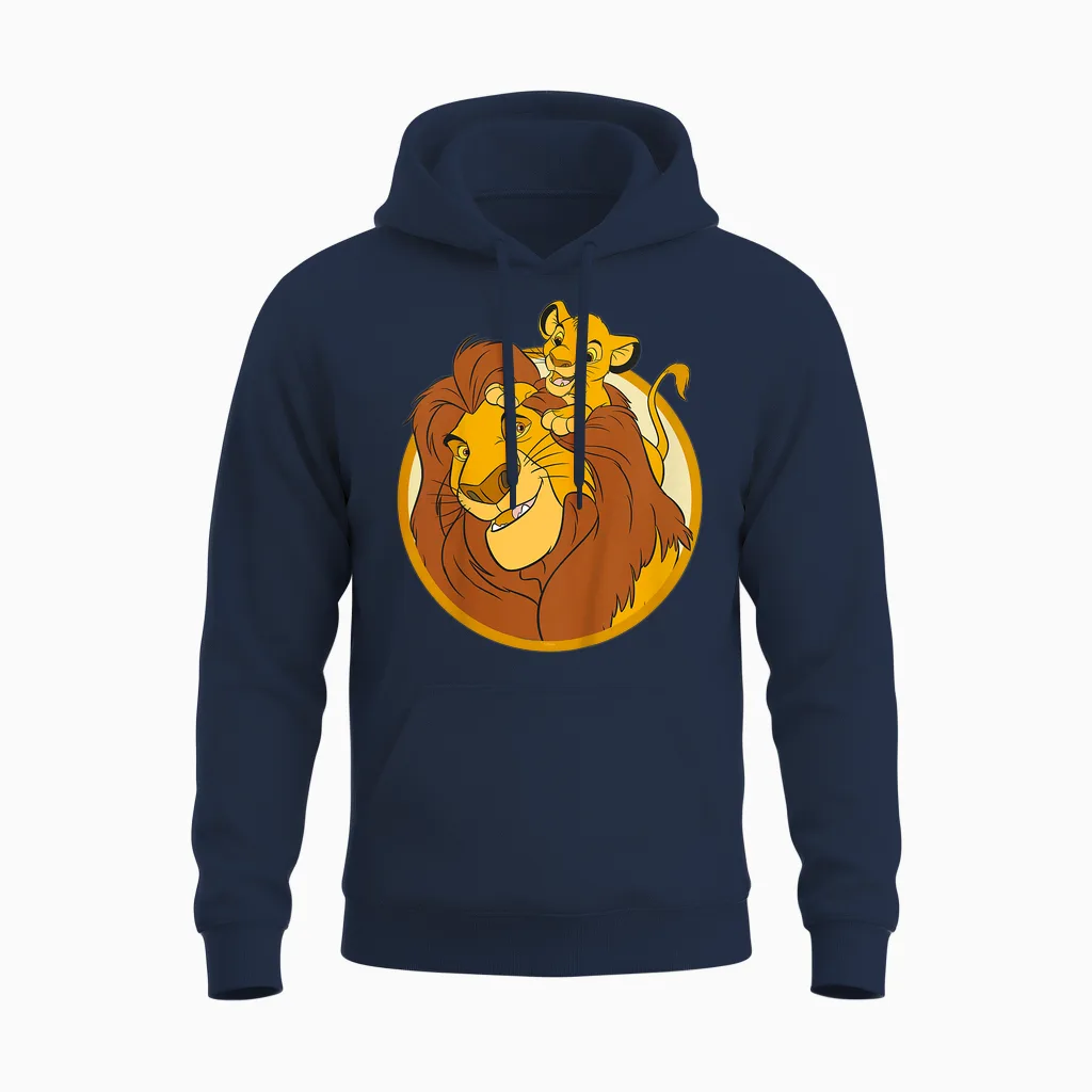 Kinder the Lion King Mufasa and Simba Unisex Hoodie in Navy