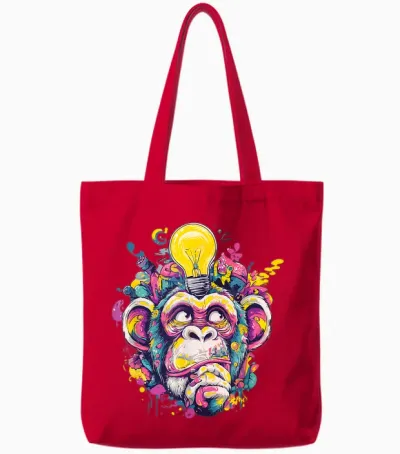 Tête D'ampoule Colorée En Forme De Singe Tote Bags - Red