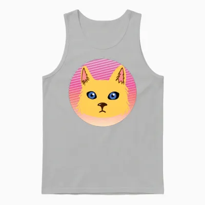 90s Retro Cat Unisex Tank Top - Ash
