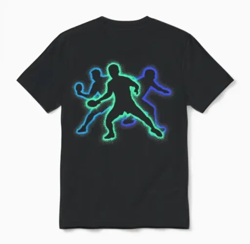 Tischtennis Spieler Silhouetten Tischtennisspieler Jungen Unisex T-Shirt - Black