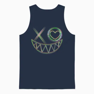Music Festival Rave Face Electro Techno T-Shirt, Black Unisex Tank Top - Navy