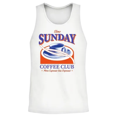 Slow Sunday Coffee Club Unisex Tank Top - White