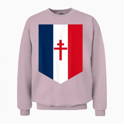 Drapeau Français Avec Croix De Lorraine T-Shirt, Black, S Unisex Sweatshirt - Light Pink