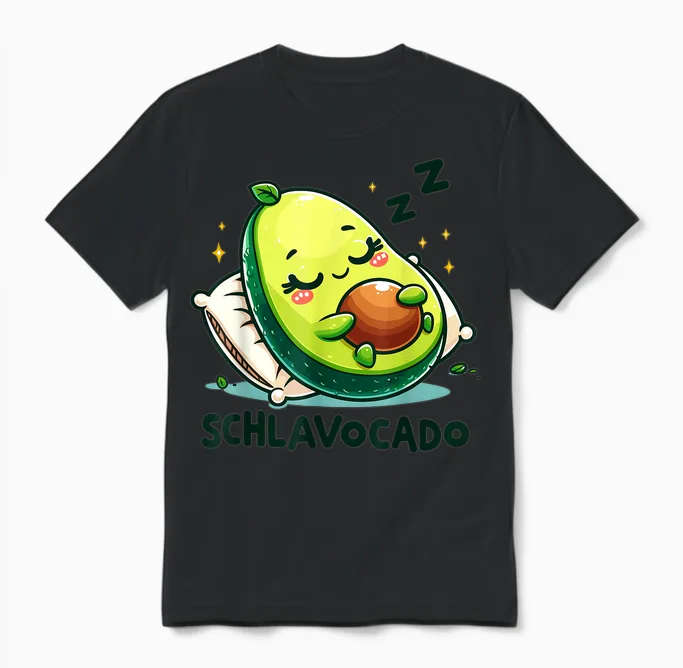 Schlavocado Avocado Sleep Shirt Funny Sleeping Night Shirt T-Shirt, White Unisex T-Shirt in Black