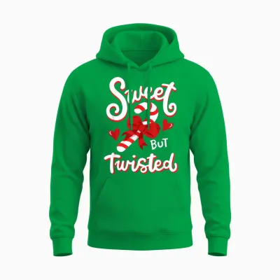 Sweet but Twisted Funny Christmas Candy Cane Xmas Holiday Unisex Hoodie - Irish Green
