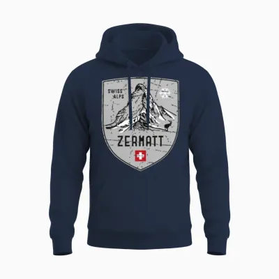 Zermatt Matterhorn Mountain Switzerland Emblem Unisex Hoodie - Navy