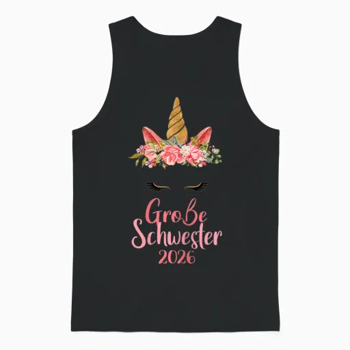 Big Sister 2026 T-Shirt Unicorn Baby Shower T-Shirt, Black, S Unisex Tank Top - Black