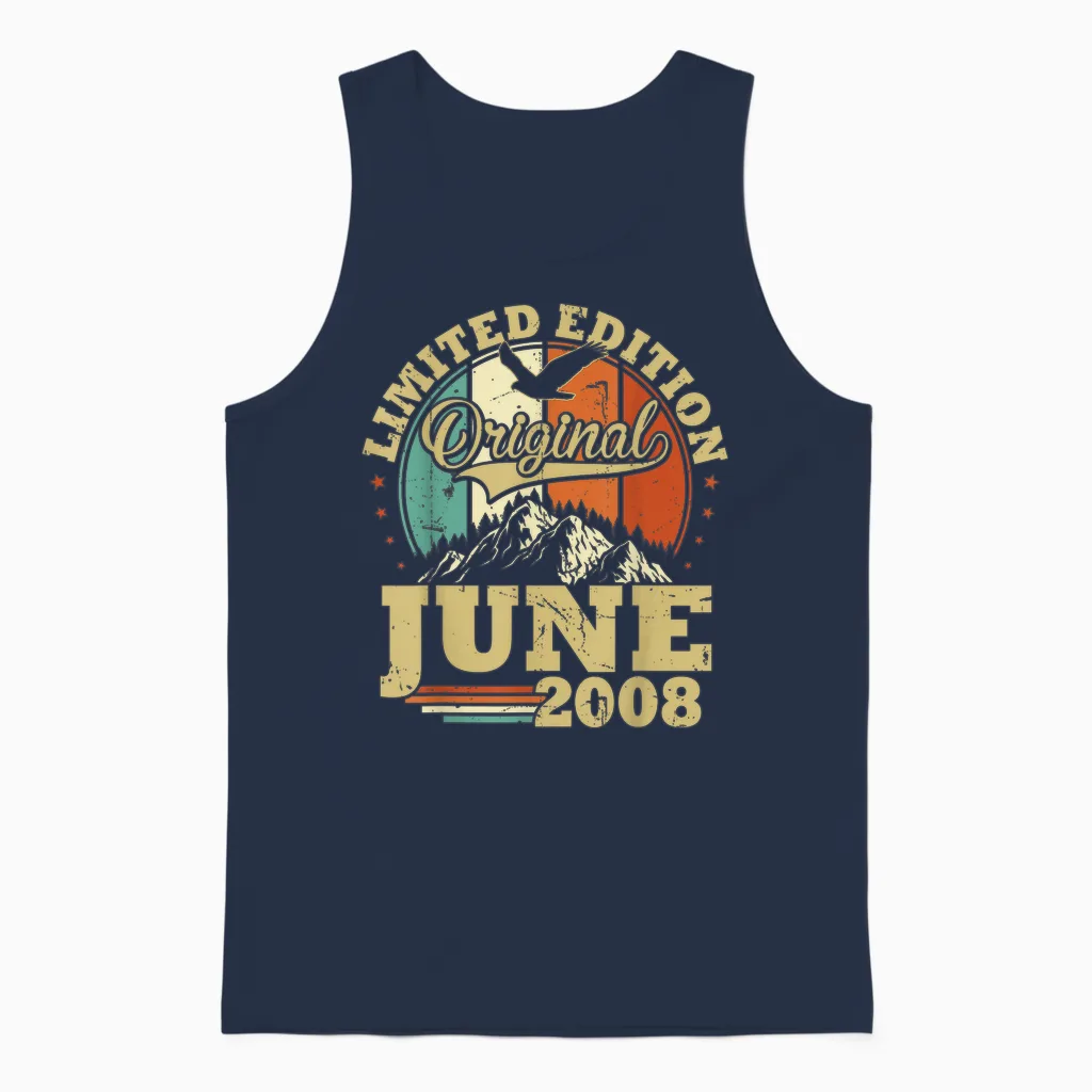 Cadeau Anniversaire 18 Ans Vintage Juin 2008 Garçons Filles Unisex Tank Top in Navy