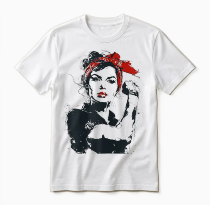 Retro Rosie Rockabilly Unisex T-Shirt in White