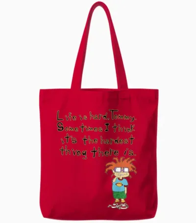 Mademark X Rugrats - Chuckie “life Is Hard, Tommy” Rugrats Tote Bags - Red