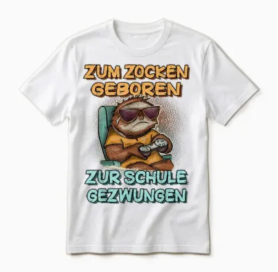 Zum Zocken Geboren Zur Schule Gezwungen Gamer Zocker Unisex T-Shirt - White