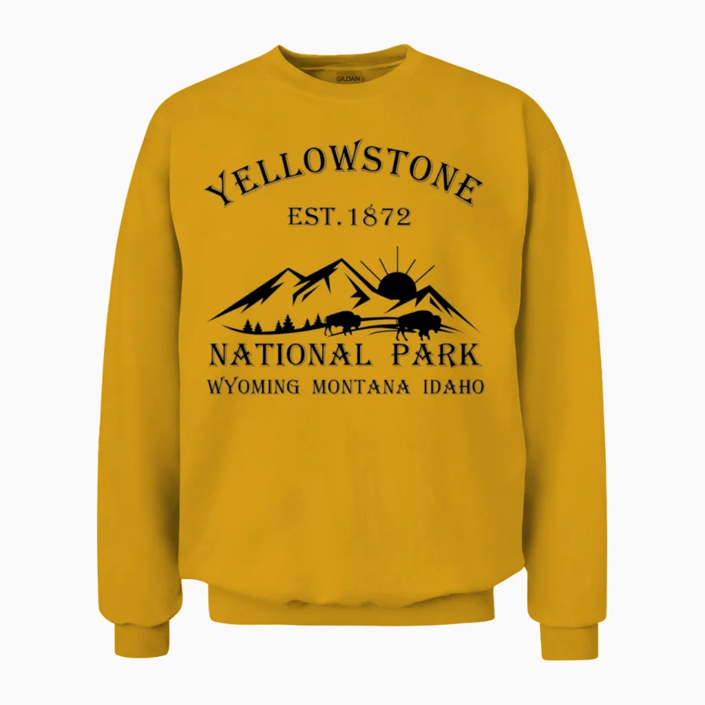 Yellowstone National Park - Hiking & Outdoors Unisex Sweatshirt in Gold