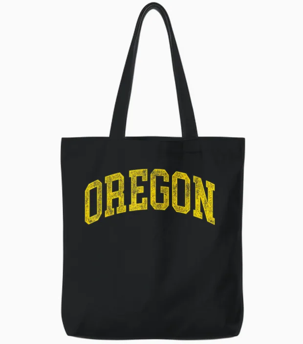 Vintage Oregon Men Oregon Women Retro Green Throwback Tote Bags in Black