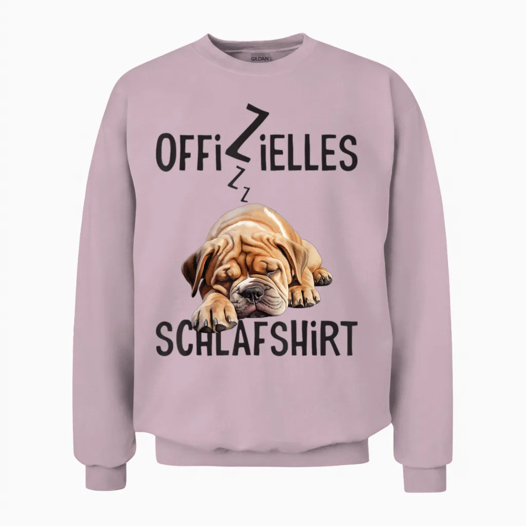 Englische Bulldogge Offizielles Schlafshirt Mit Hund Lustig Unisex Sweatshirt in Light Pink