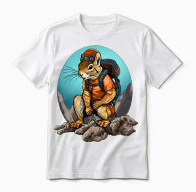 Squirrel Mountaineer / Hiking Squirrel Unisex T-Shirt - White