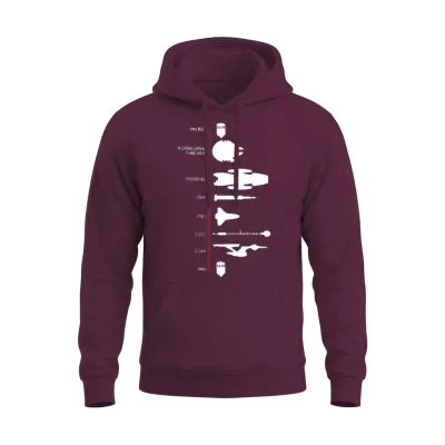 Spaceship Timeline Science Fiction Rocket Unisex Hoodie - Maroon