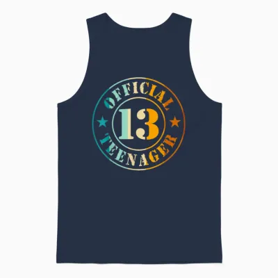 13th Birthday Official Teenager 13 Years Boy Girl T-Shirt, Black Unisex Tank Top - Navy