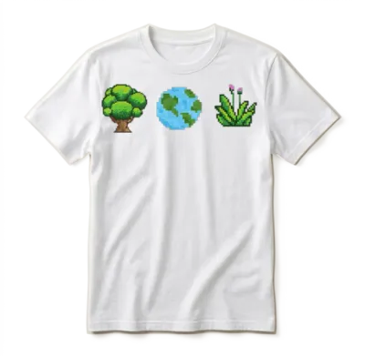 Retro Pixel Earth Design Unisex T-Shirt - White